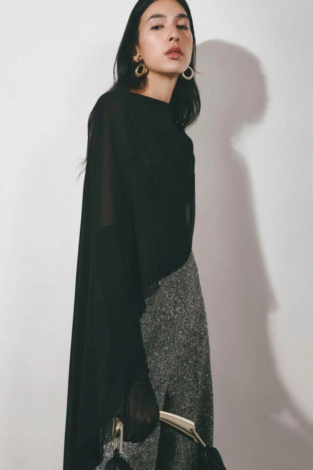 Maren Asymmetric See-Through Chiffon Cape