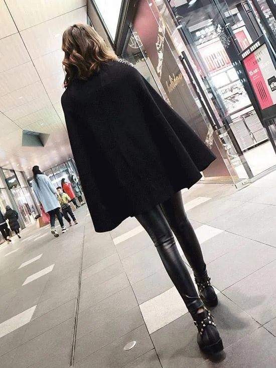 Marvelous Sequined Fashion Black Cape