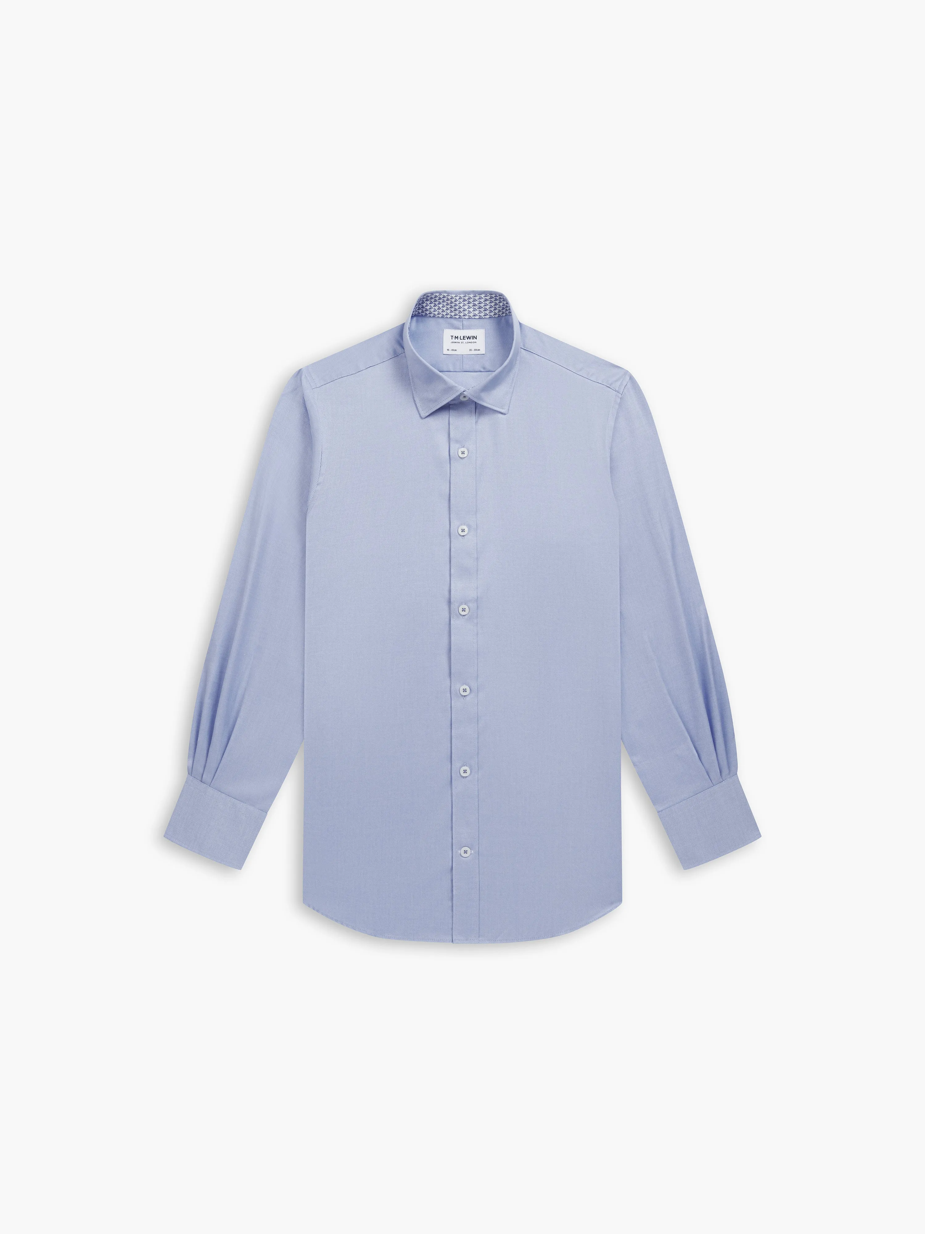 Max Cool Blue Hummingbird Trim Twill Slim Fit Single Cuff Concealed Button Down Collar Shirt