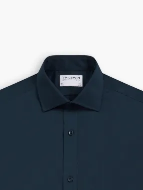 Max Performance Navy Blue Twill Fitted Single Cuff Classic Collar Shirt