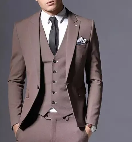 Men three piece Brown custom made jacket