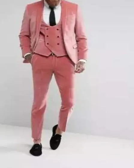 Men wear Custom Sim fit pink velvet