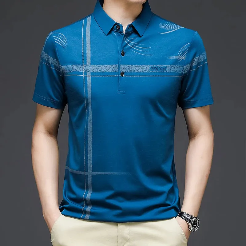 Men's Casual Fashion Polo Shirt Breathable and Comfortable Embroidered Top