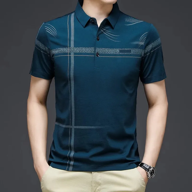 Men's Casual Fashion Polo Shirt Breathable and Comfortable Embroidered Top