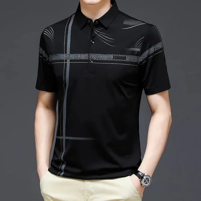 Men's Casual Fashion Polo Shirt Breathable and Comfortable Embroidered Top