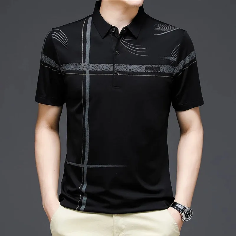 Men's Casual Fashion Polo Shirt Breathable and Comfortable Embroidered Top