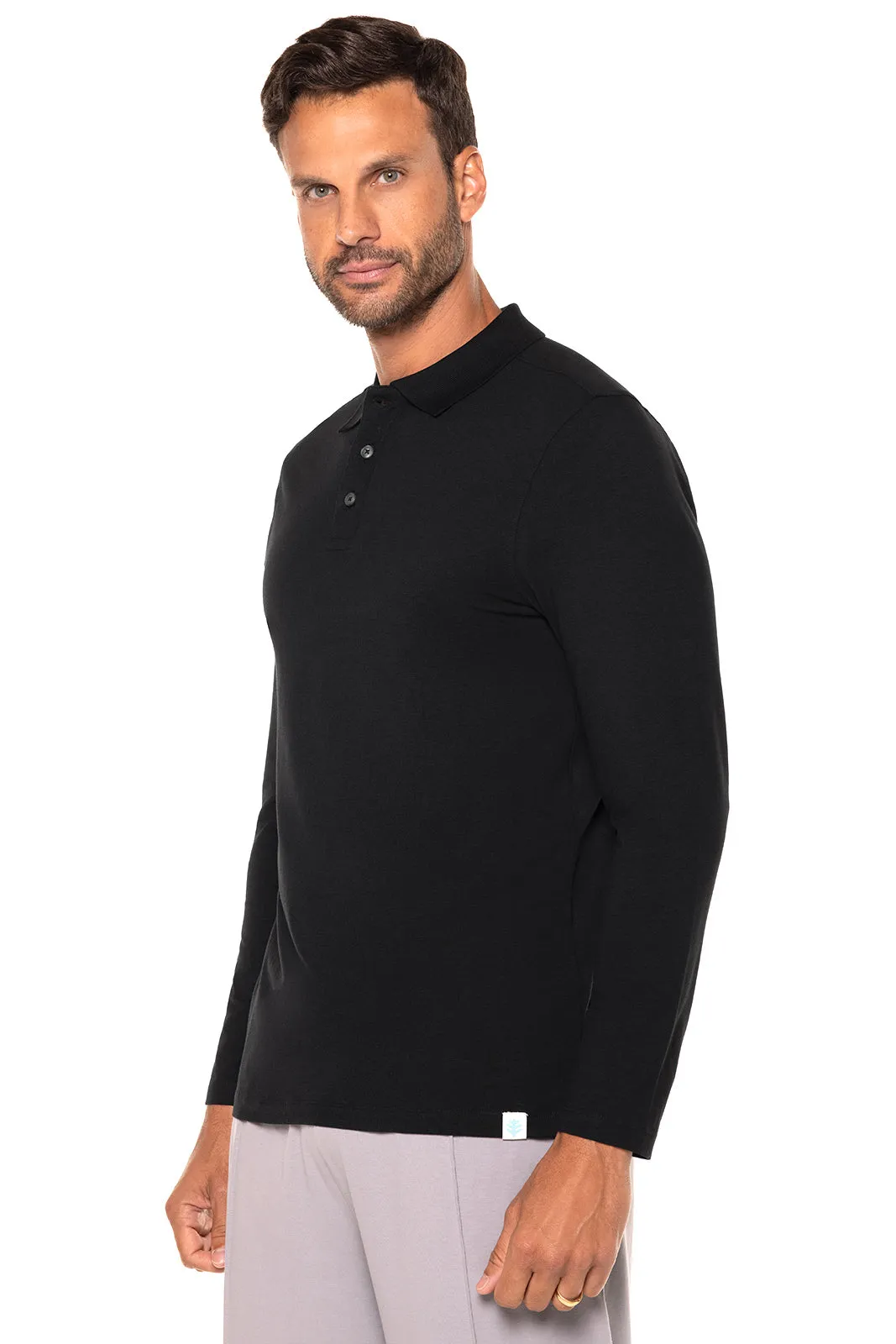 Men's Coppitt Long Sleeve Weekend Polo  |  Black