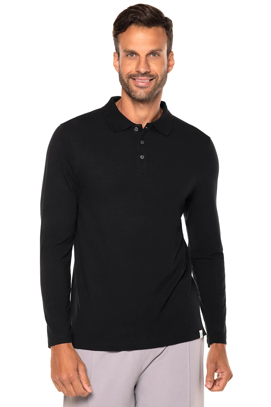 Men's Coppitt Long Sleeve Weekend Polo  |  Black