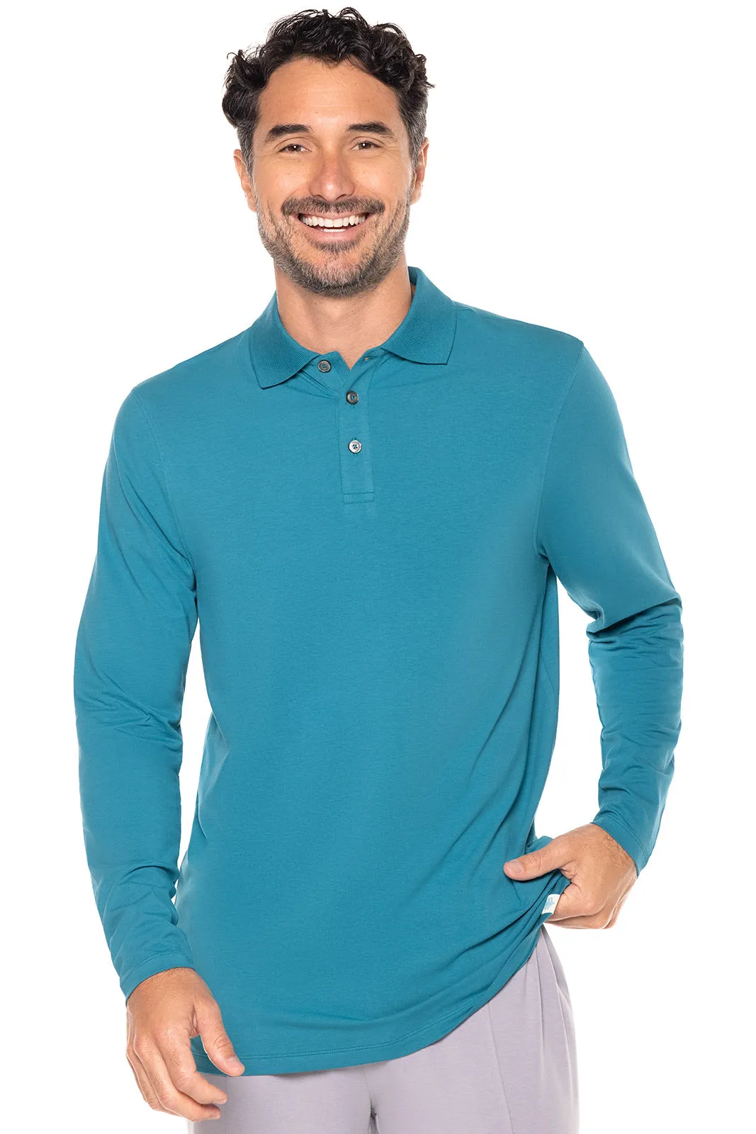 Men's Coppitt Long Sleeve Weekend Polo  |  Tahitian Teal