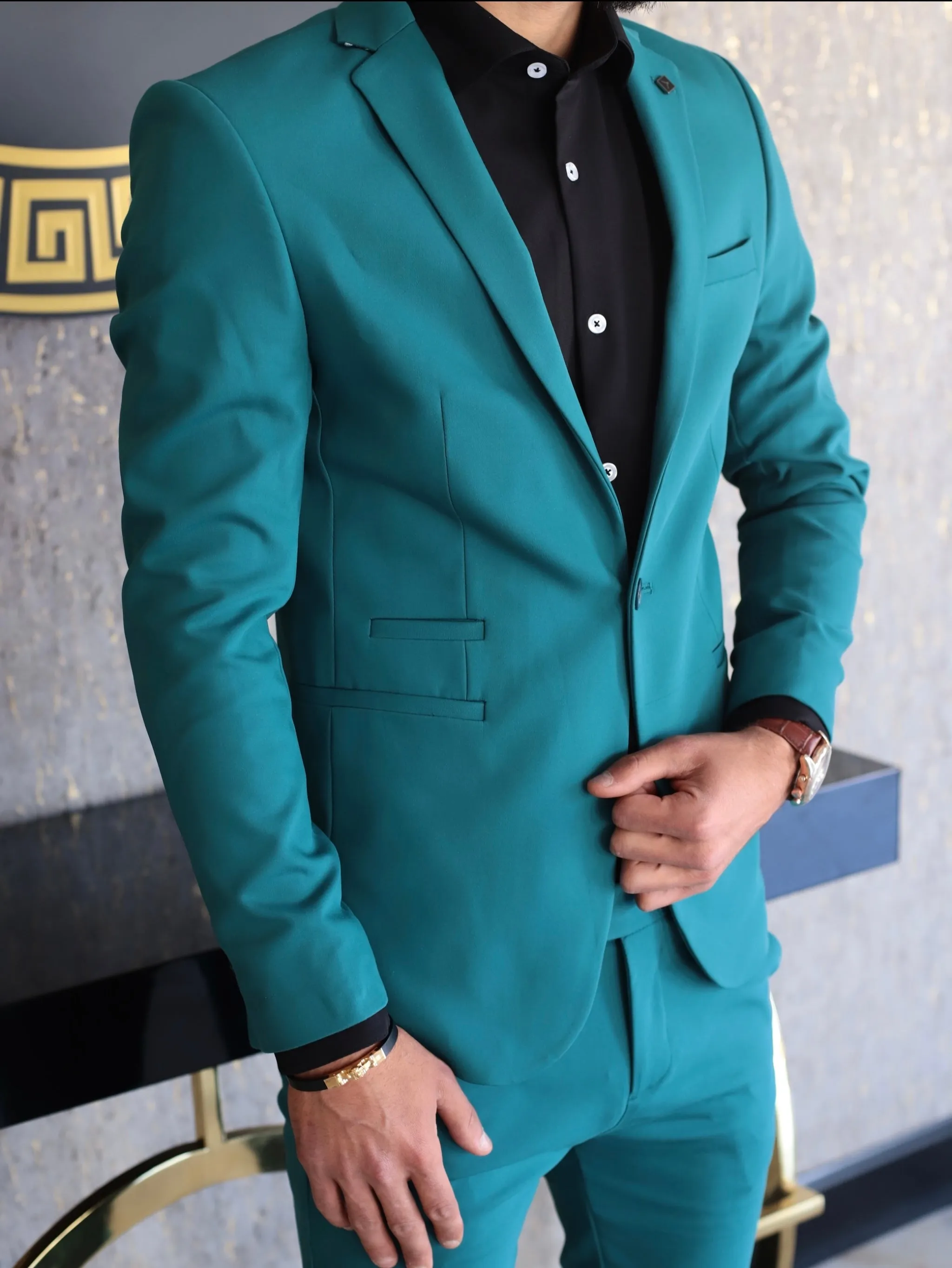 Men’s Extra Slim fit Turquoise Suit | Premium Stretch