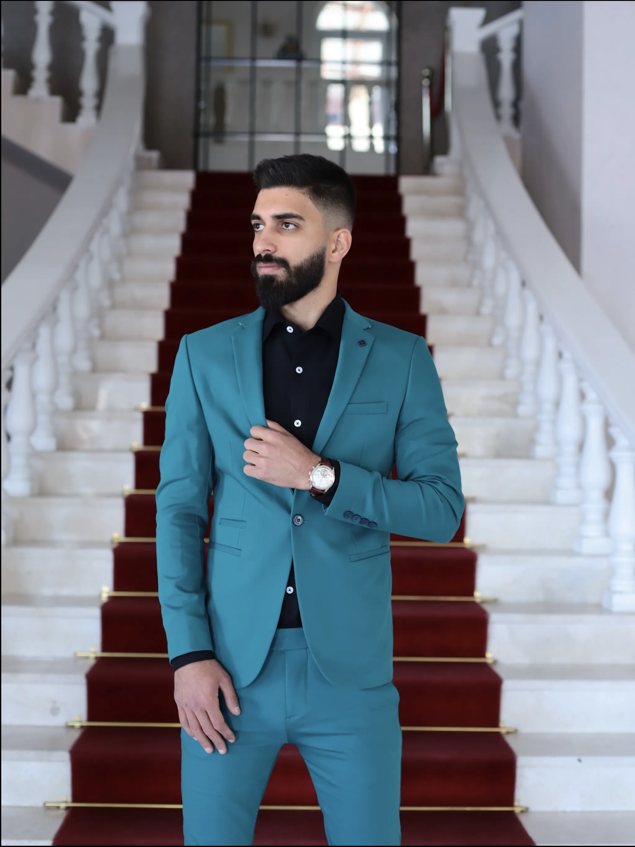 Men’s Extra Slim fit Turquoise Suit | Premium Stretch