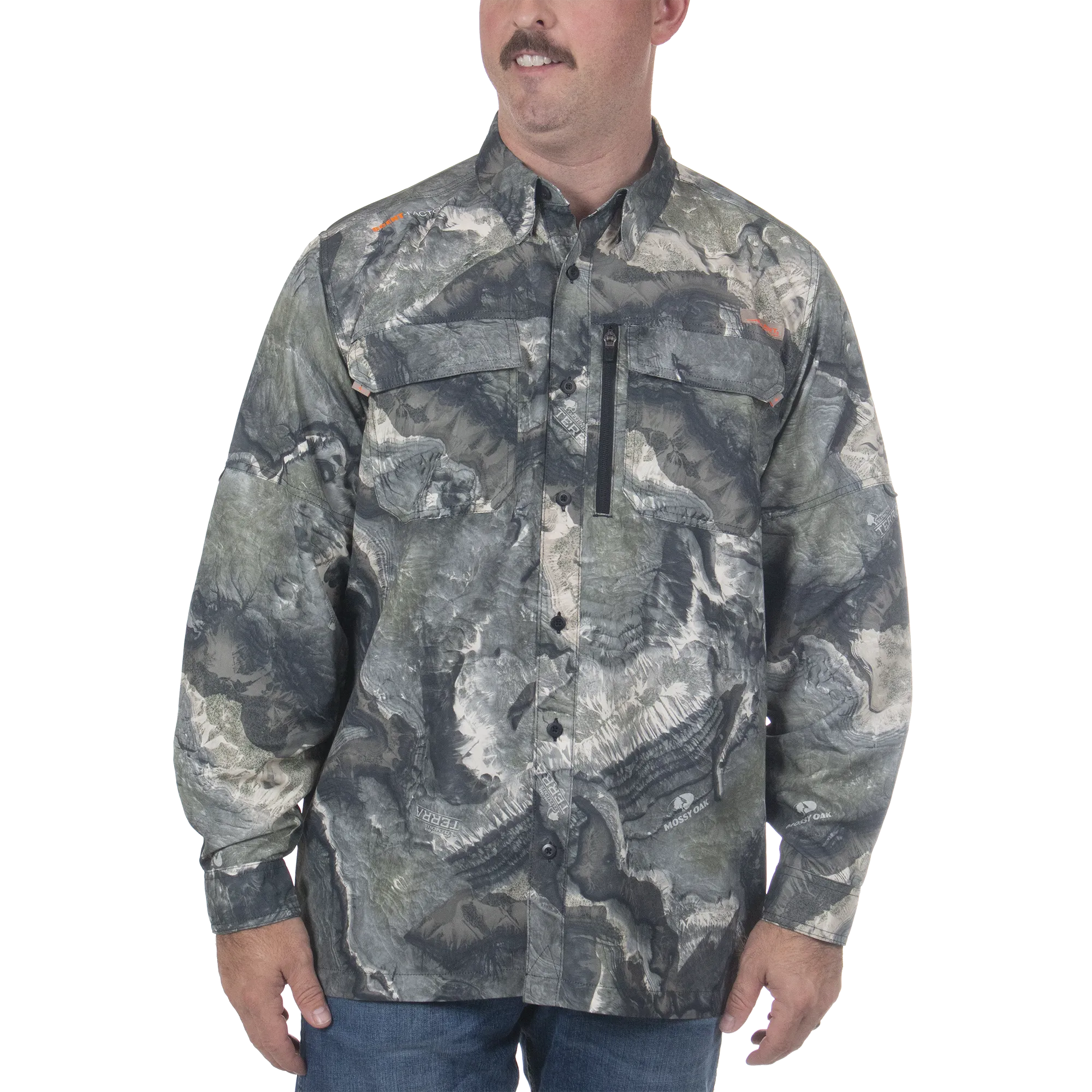 Men's Hatcher Pass Long Sleeve Camo Guide Shirt - Mossy Oak