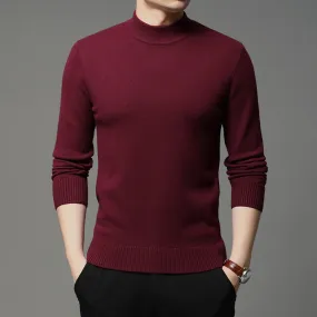 Men's High Neck Pullover Sweater - Solid Color, Thick Thermal Turtleneck for Autumn & Winter | Casual, Slim Fit, Long Sleeve Knit Shirt for Young & Middle-Aged Fashion