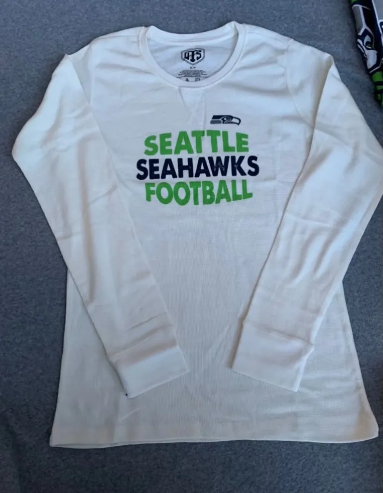 Men's Seahawks White Longsleeve Thermal