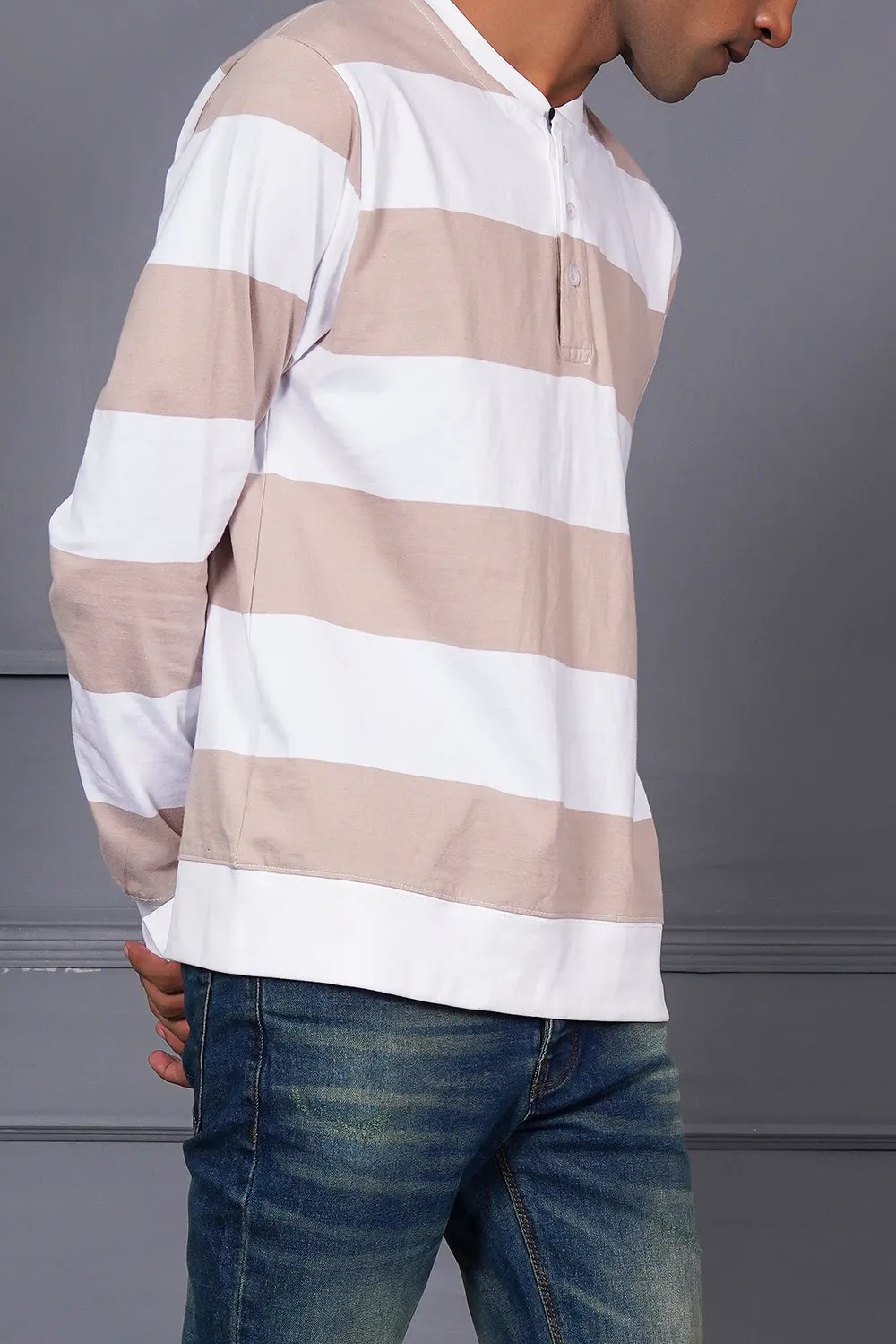 Men'S Striper Henley