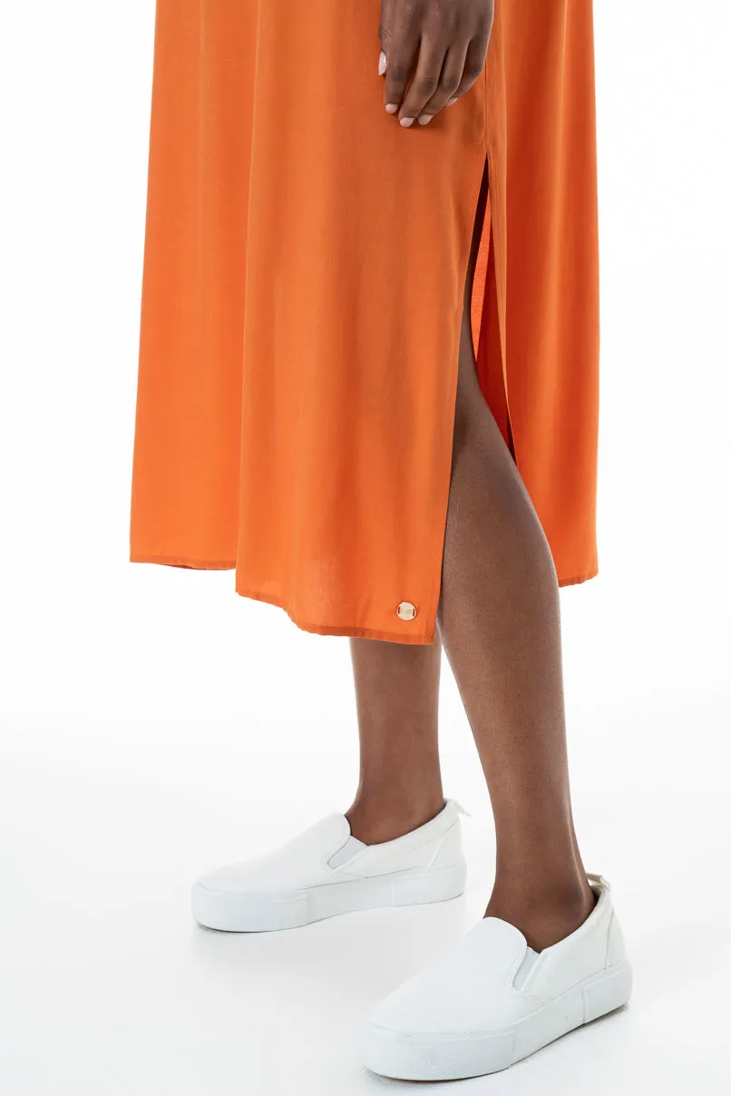 Midi Slip Dress _ 152169 _ Orange