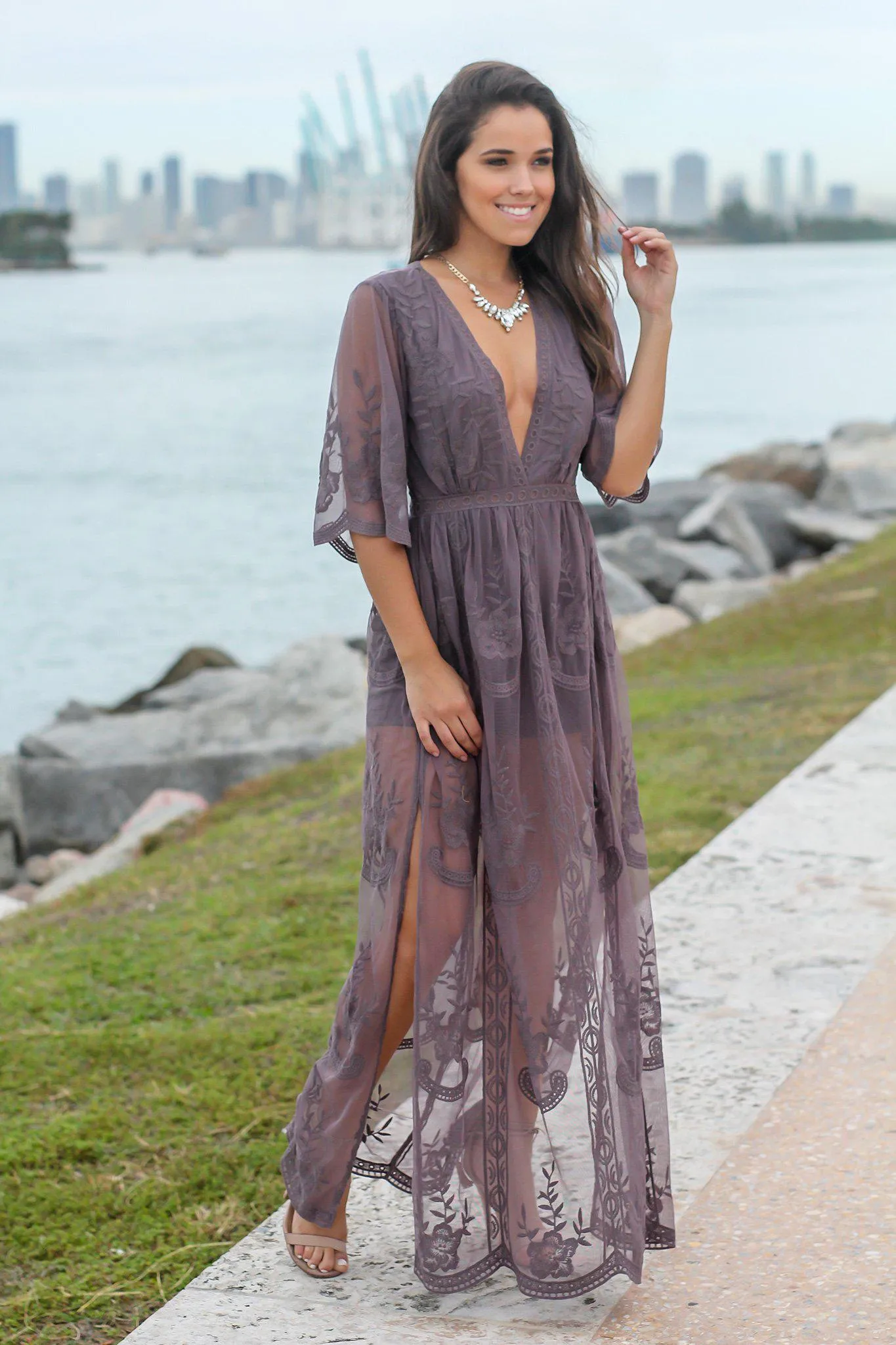 Midnight Lace Maxi Romper