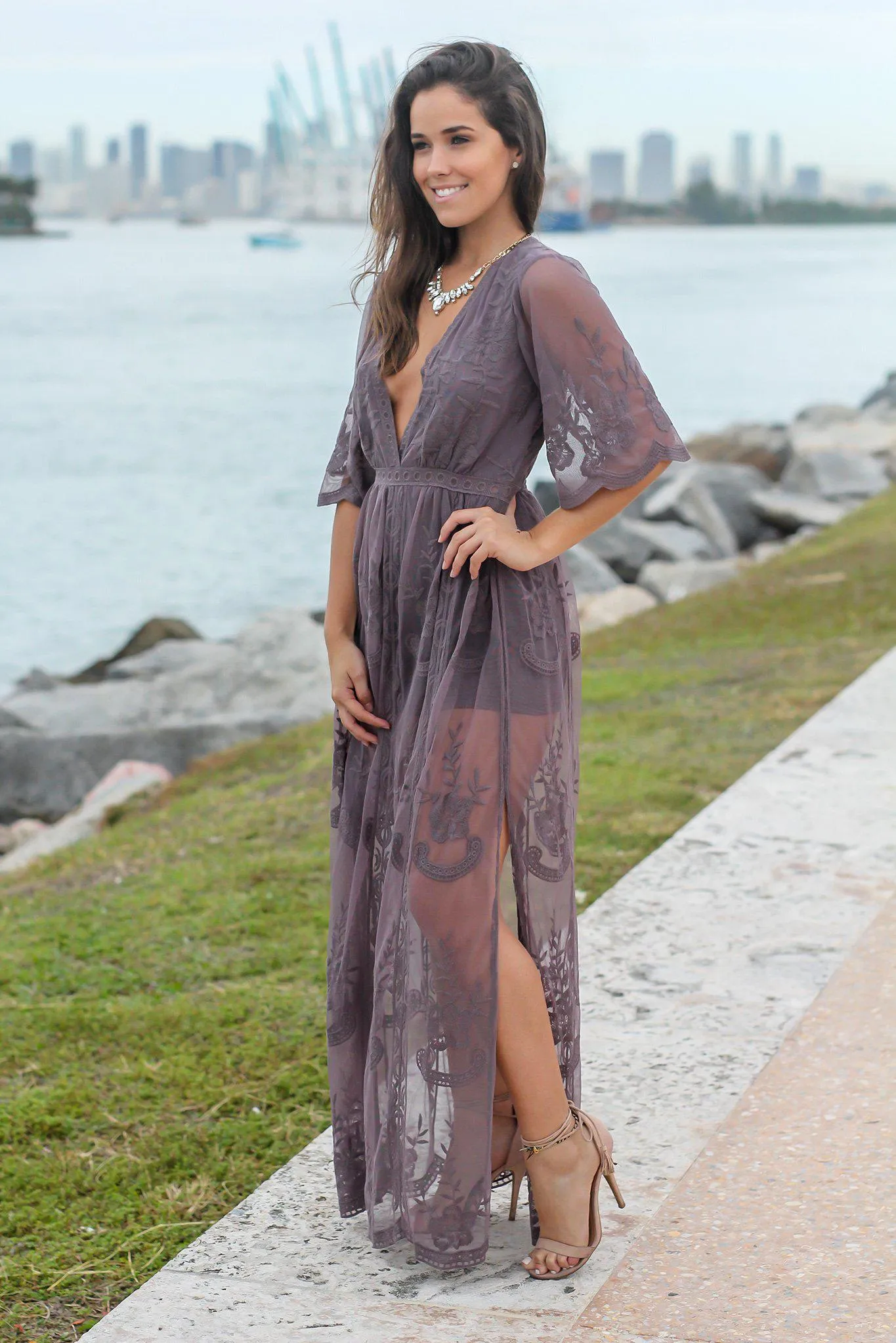 Midnight Lace Maxi Romper