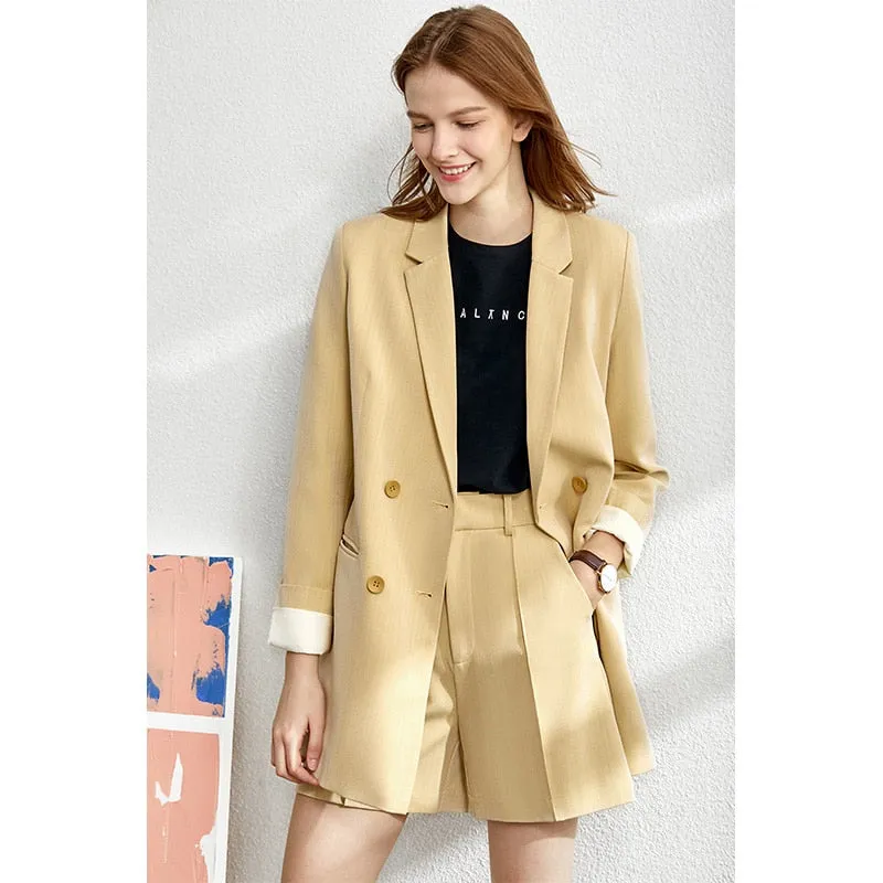 Minimalism Spring Suit Female Office Lady Blazer High Waist Officewear