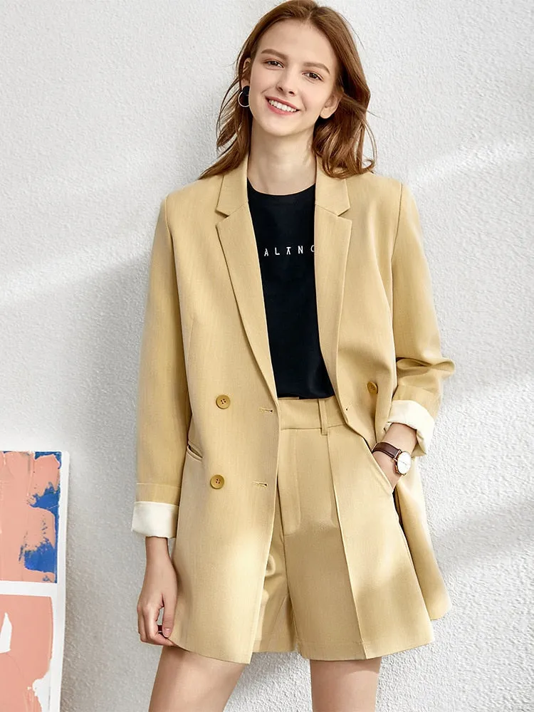 Minimalism Spring Suit Female Office Lady Blazer High Waist Officewear