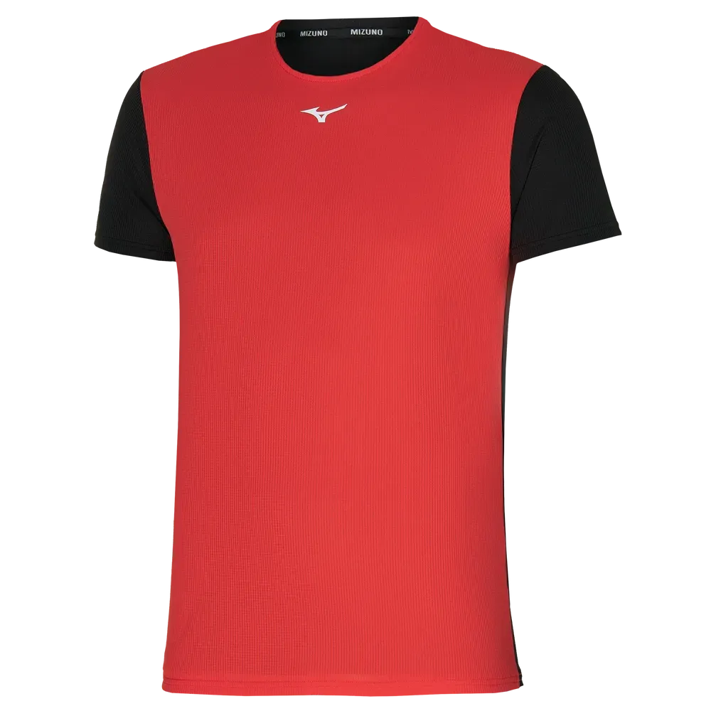 Mizuno Mens DRYAEROFLOW Gym T-shirt - Fiery Red/Black