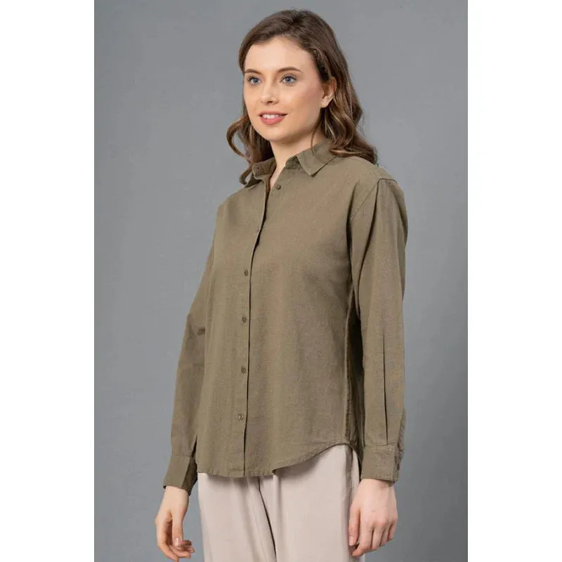 Mode by RedTape Olive Color Shirt for Womens | Moisture Absorbent and Comfortable