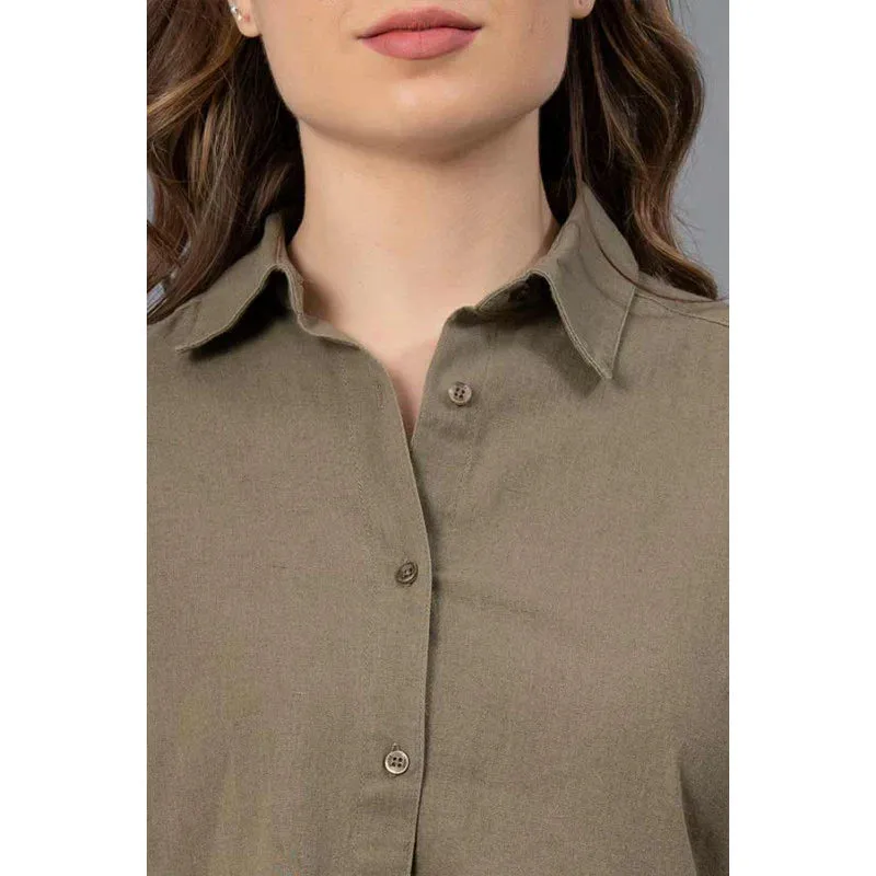 Mode by RedTape Olive Color Shirt for Womens | Moisture Absorbent and Comfortable