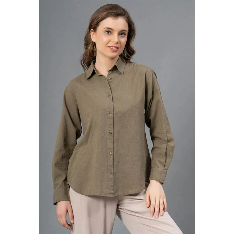 Mode by RedTape Olive Color Shirt for Womens | Moisture Absorbent and Comfortable