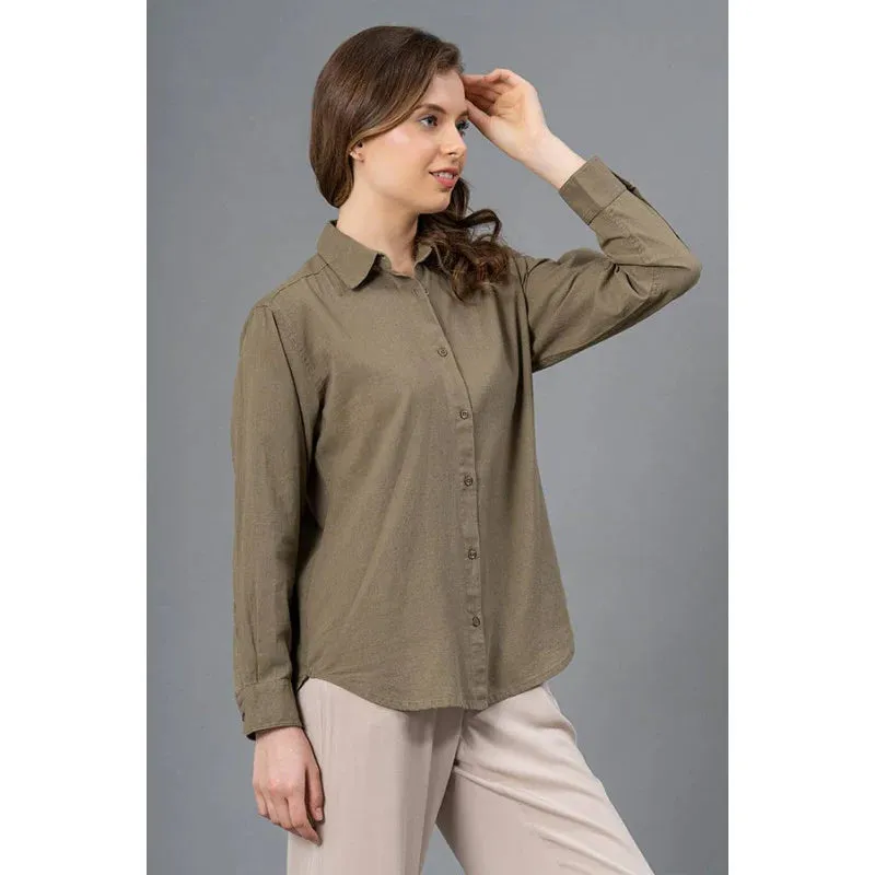 Mode by RedTape Olive Color Shirt for Womens | Moisture Absorbent and Comfortable