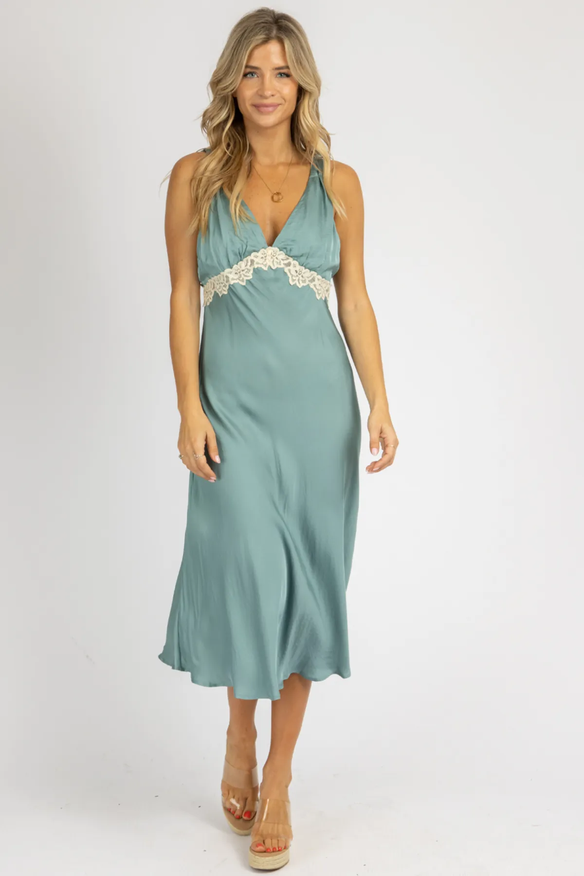 MOSS LACE MIDI SLIP DRESS