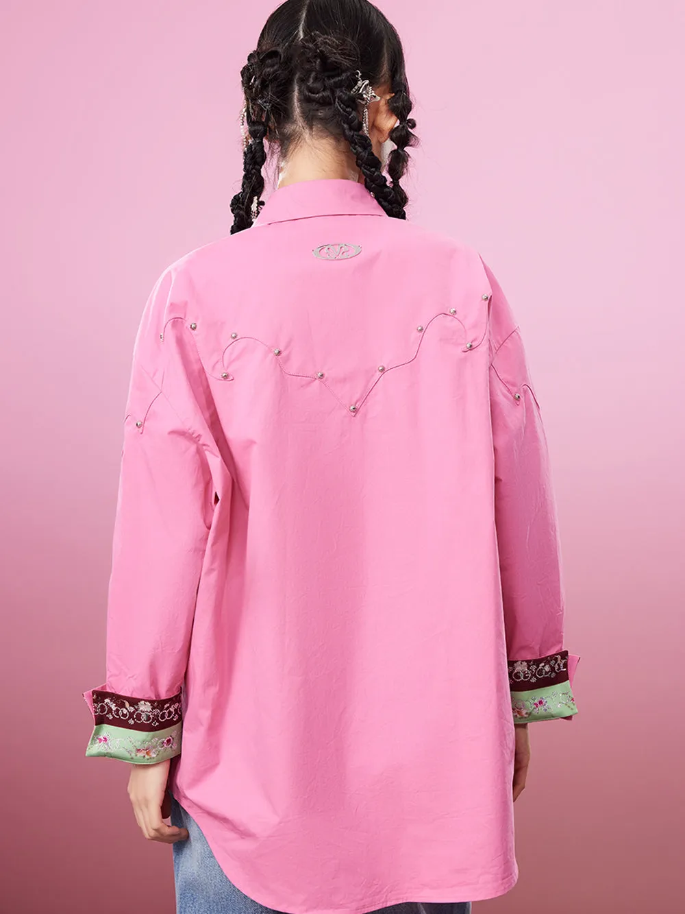 MUKZIN Pink Comfortable Loose High Quality Casual Shirt