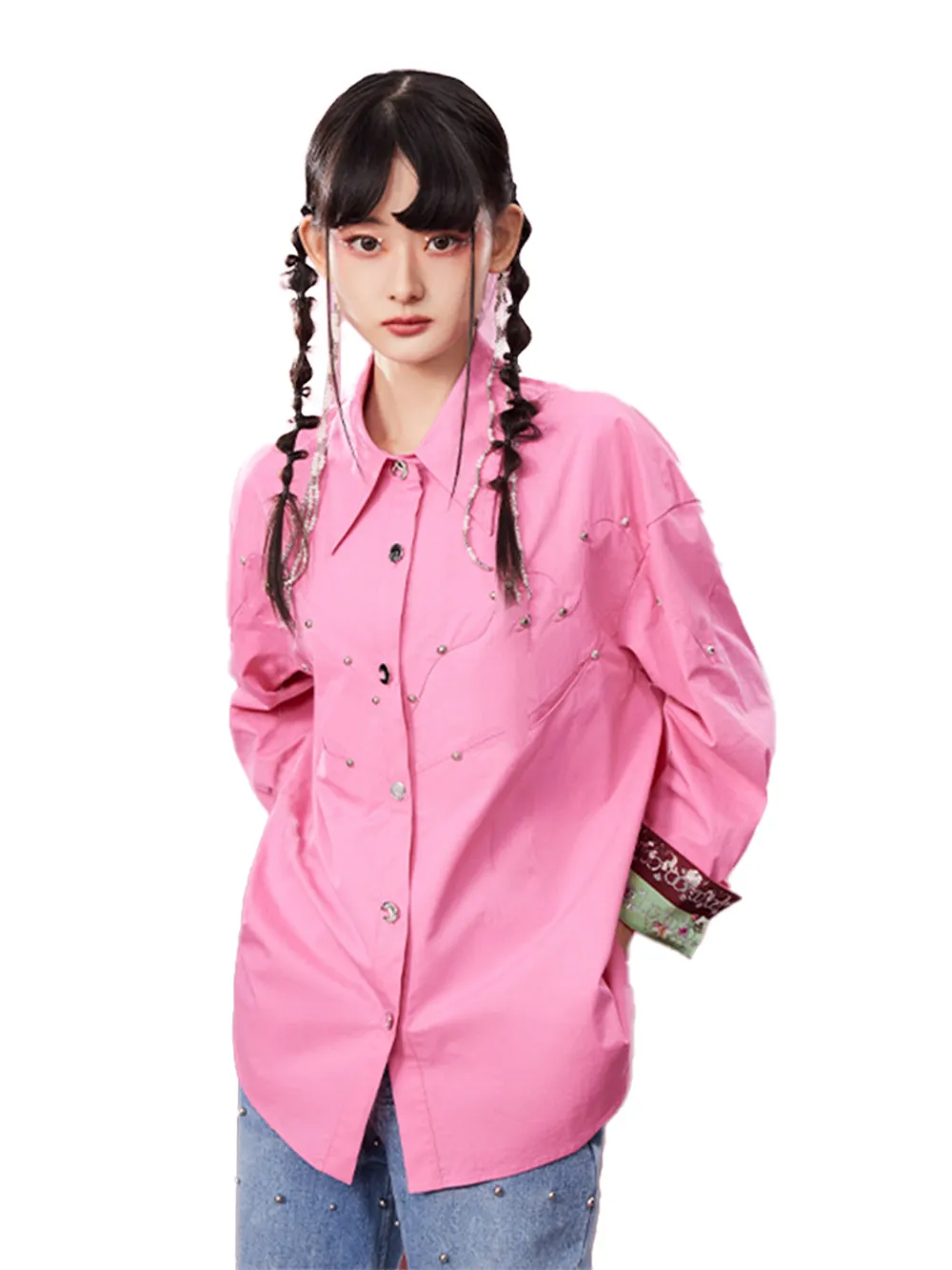 MUKZIN Pink Comfortable Loose High Quality Casual Shirt