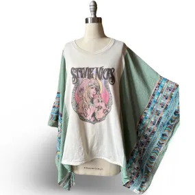 Mystical Stevie Nicks Inspired Sage Embroidered Poncho