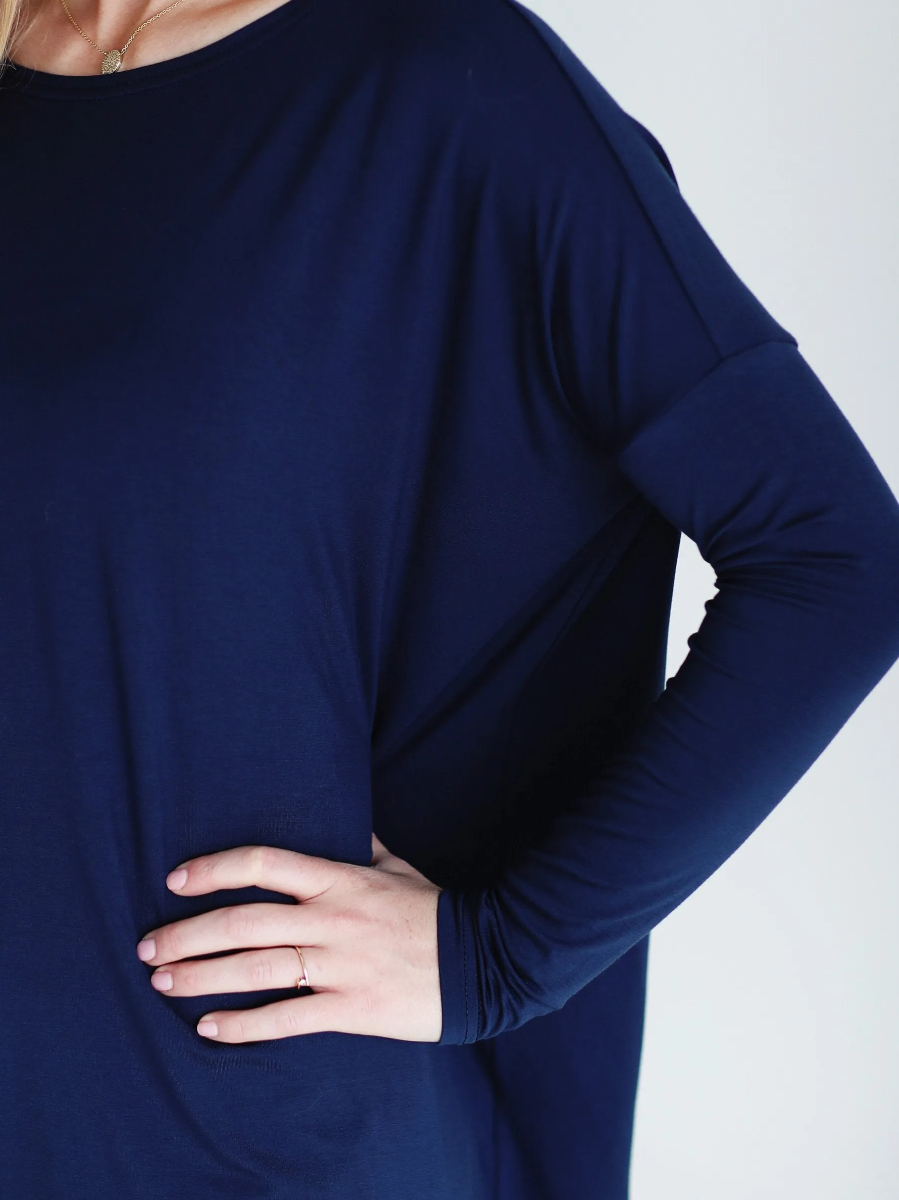 Navy Long Sleeve Top