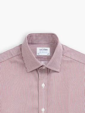 Non-Iron Burgundy Bengal Stripe Twill Slim Fit Single Cuff Classic Collar Shirt