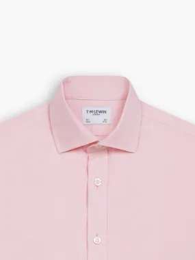 Non-Iron Pale Pink Twill Slim Fit Double Cuff Classic Collar Shirt