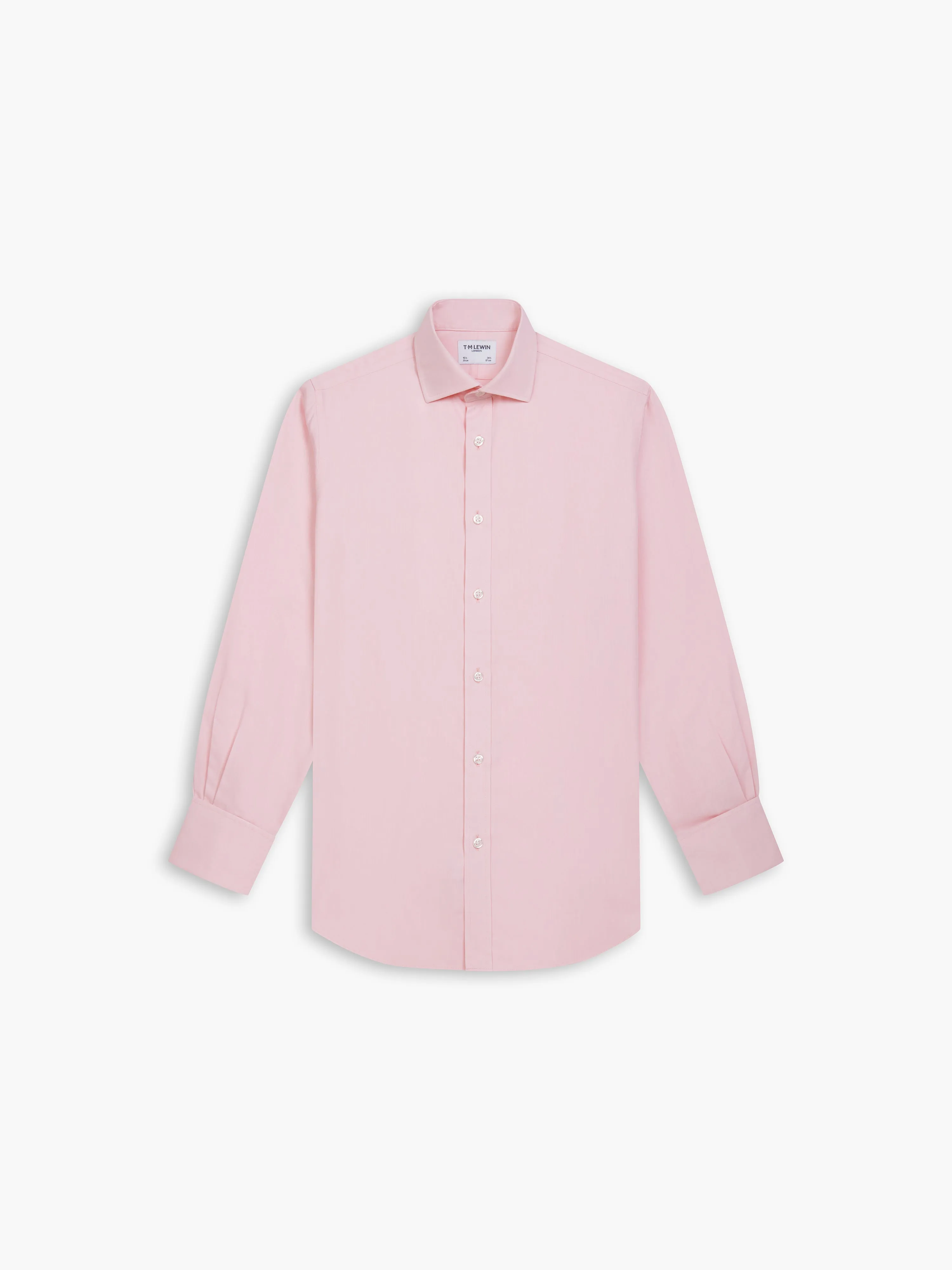 Non-Iron Pale Pink Twill Slim Fit Double Cuff Classic Collar Shirt