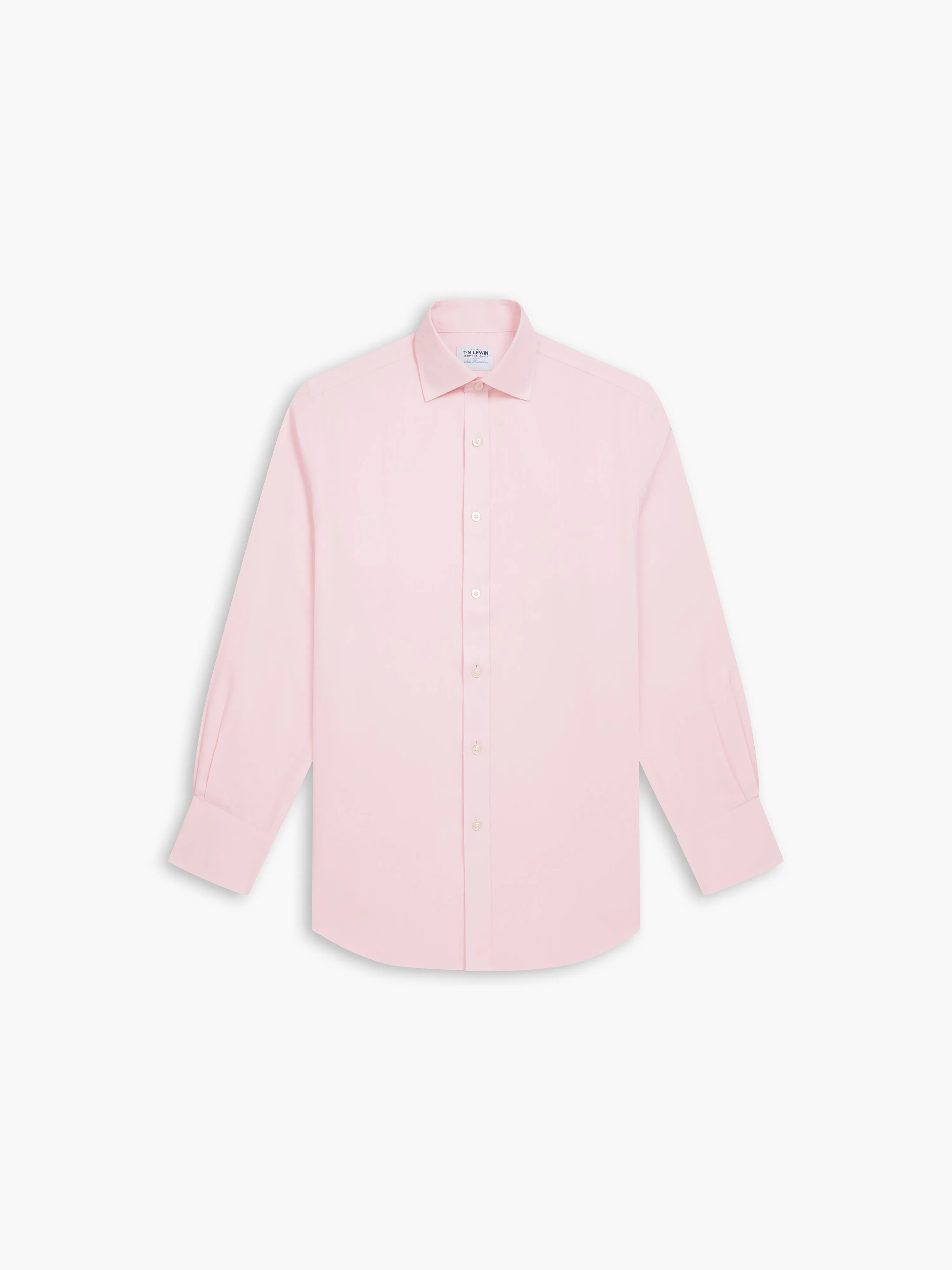 Non-Iron Pink Plain Twill Regular Fit Single Cuff Classic Collar Shirt