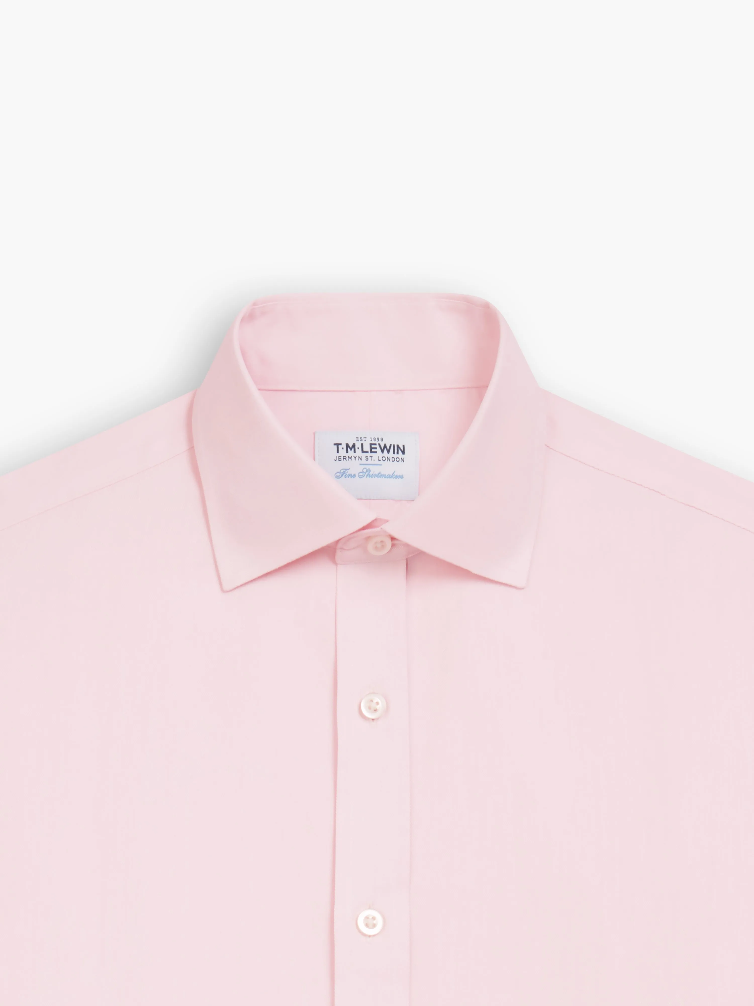 Non-Iron Pink Plain Twill Regular Fit Single Cuff Classic Collar Shirt