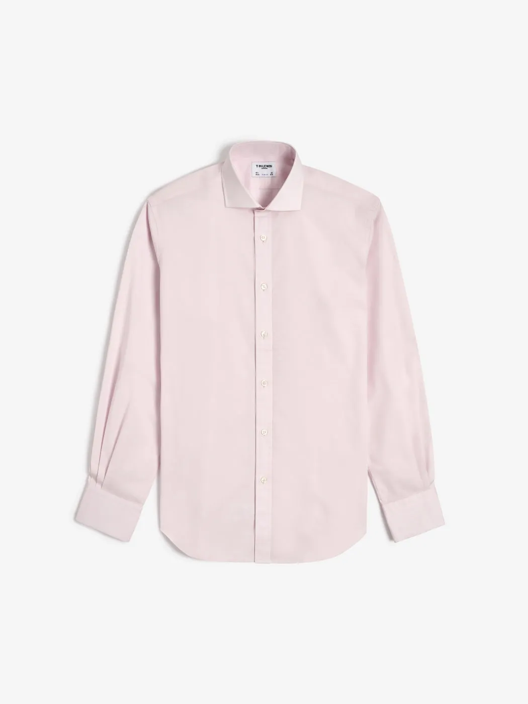 Non-Iron Pink Small Herringbone Fitted Single Cuff Classic Collar Shirt