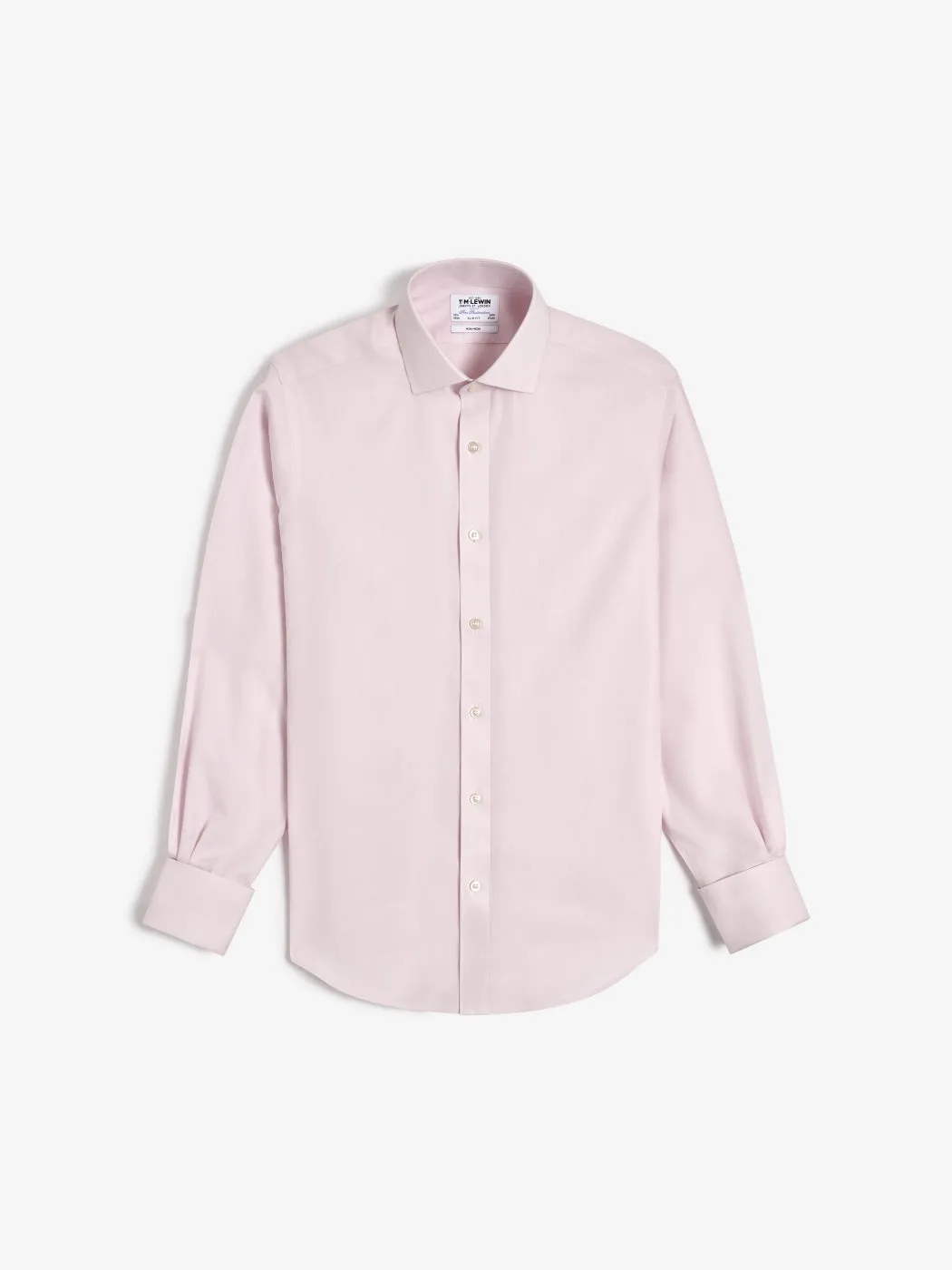 Non-Iron Pink Small Herringbone Slim Fit Dual Cuff Classic Collar Shirt