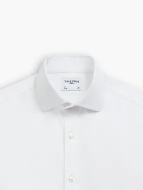 Non-Iron White Twill Slim Fit Semi Cutaway Collar Single Cuff Shirt