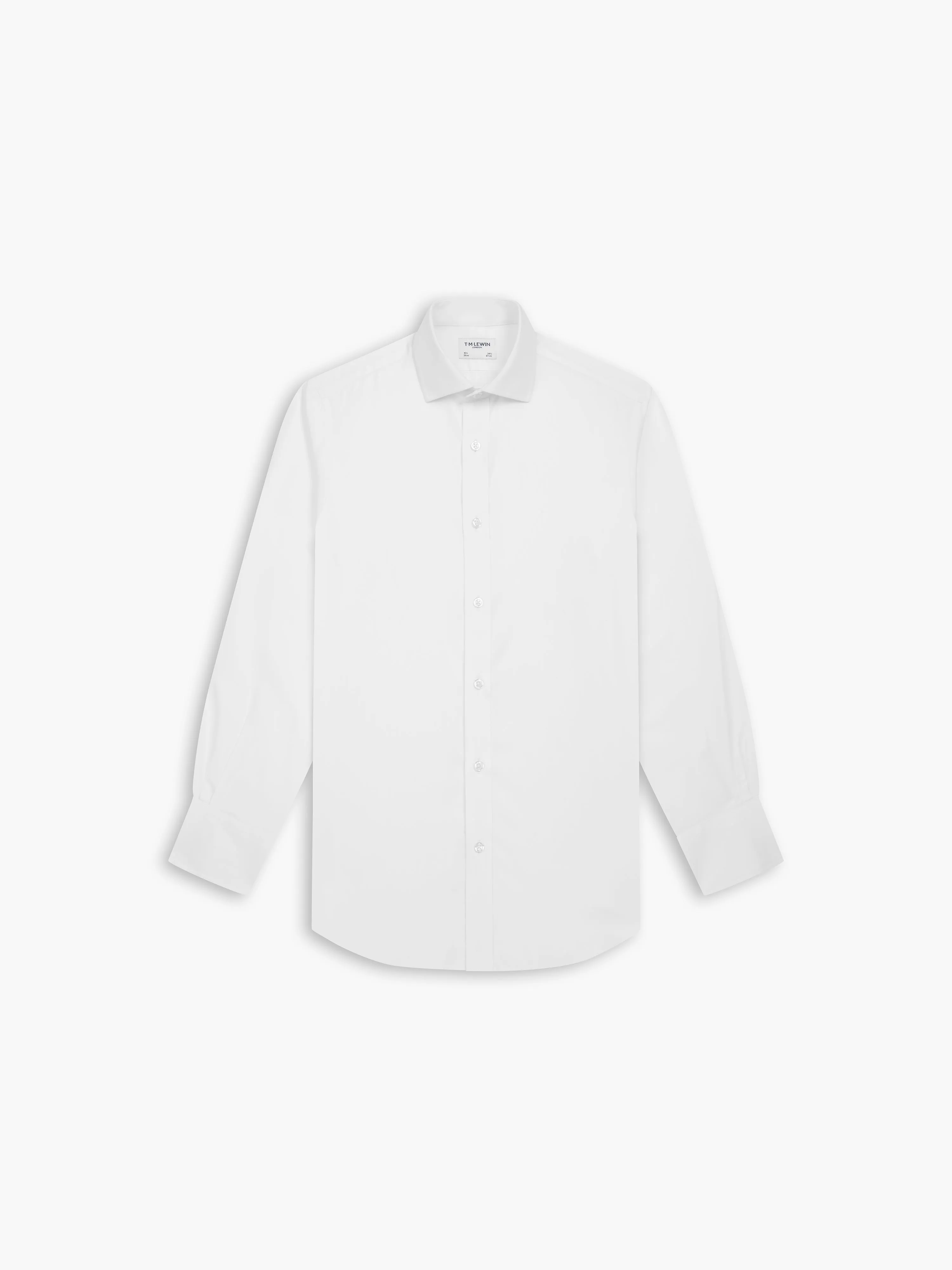 Non-Iron White Twill Slim Fit Single Cuff Classic Collar Shirt