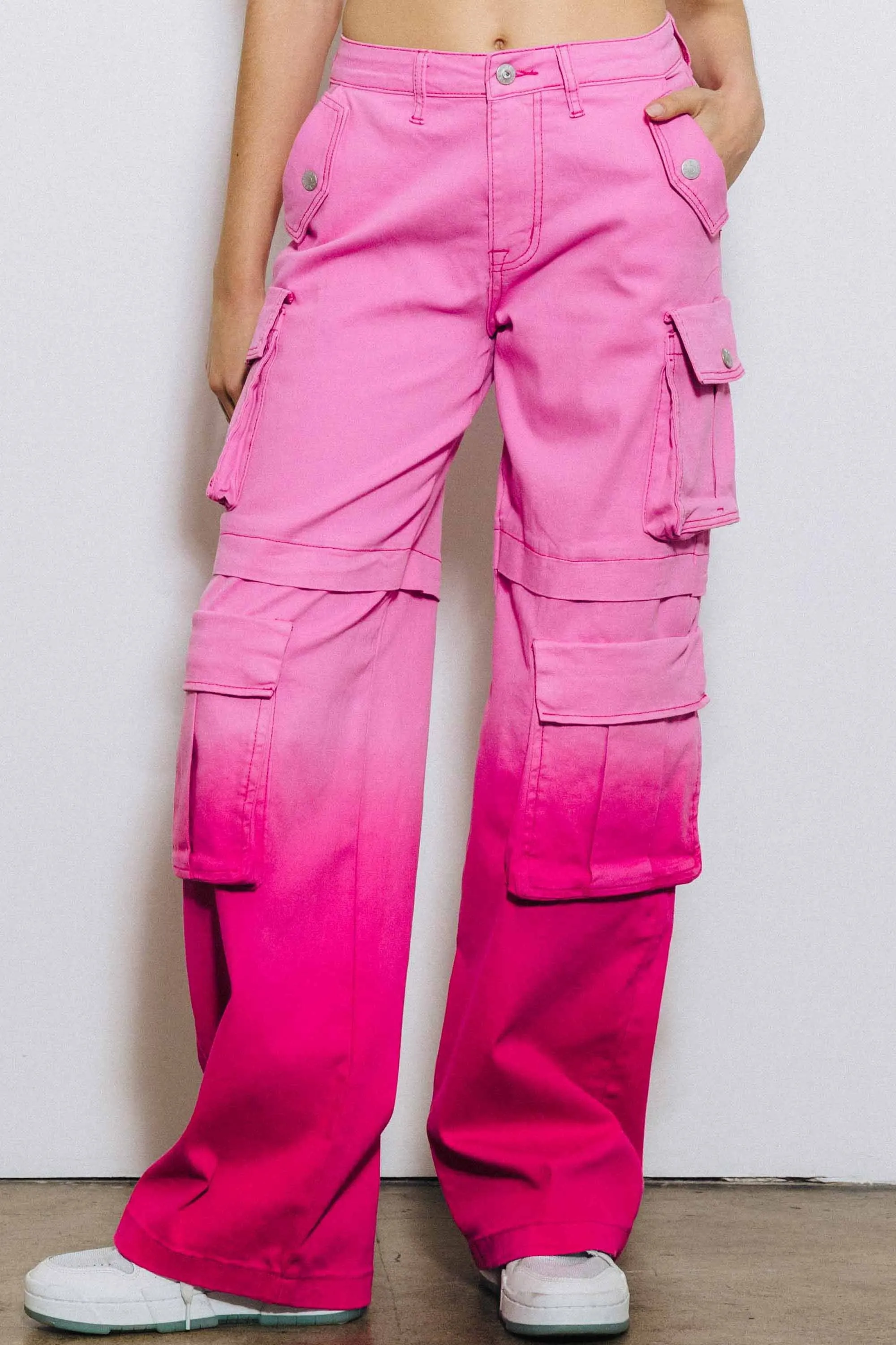 Ombre Color Cargo Wide Pants