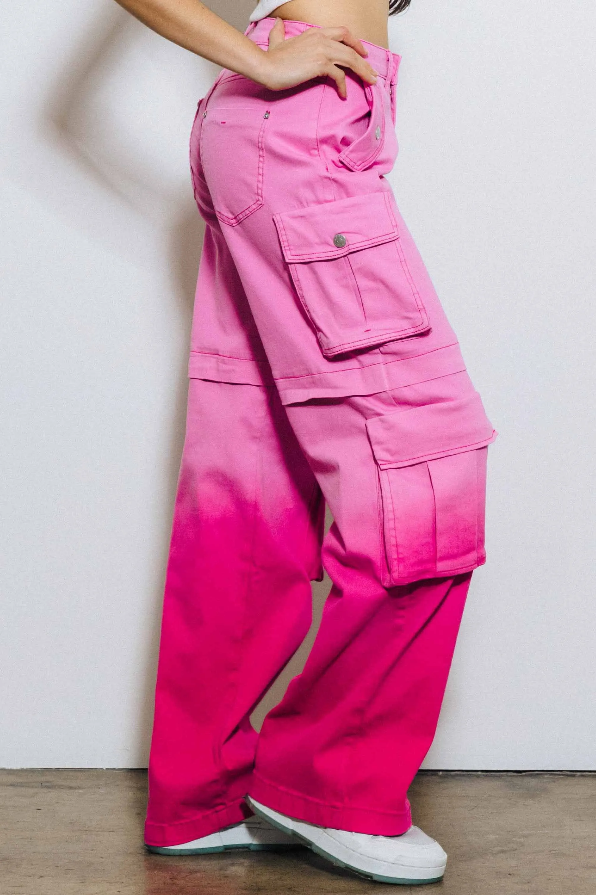 Ombre Color Cargo Wide Pants