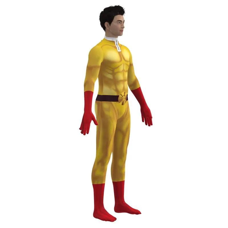 One Punch Man Saitama Costume Cosplay Zentai Suit Jumpsuit for Kids Adult