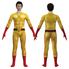 One Punch Man Saitama Costume Cosplay Zentai Suit Jumpsuit for Kids Adult