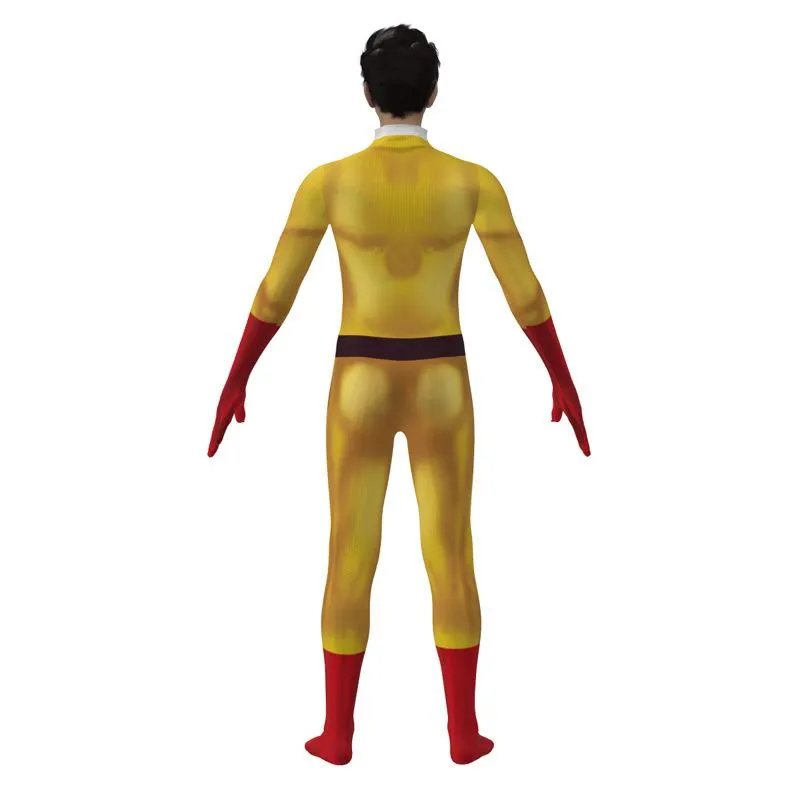 One Punch Man Saitama Costume Cosplay Zentai Suit Jumpsuit for Kids Adult