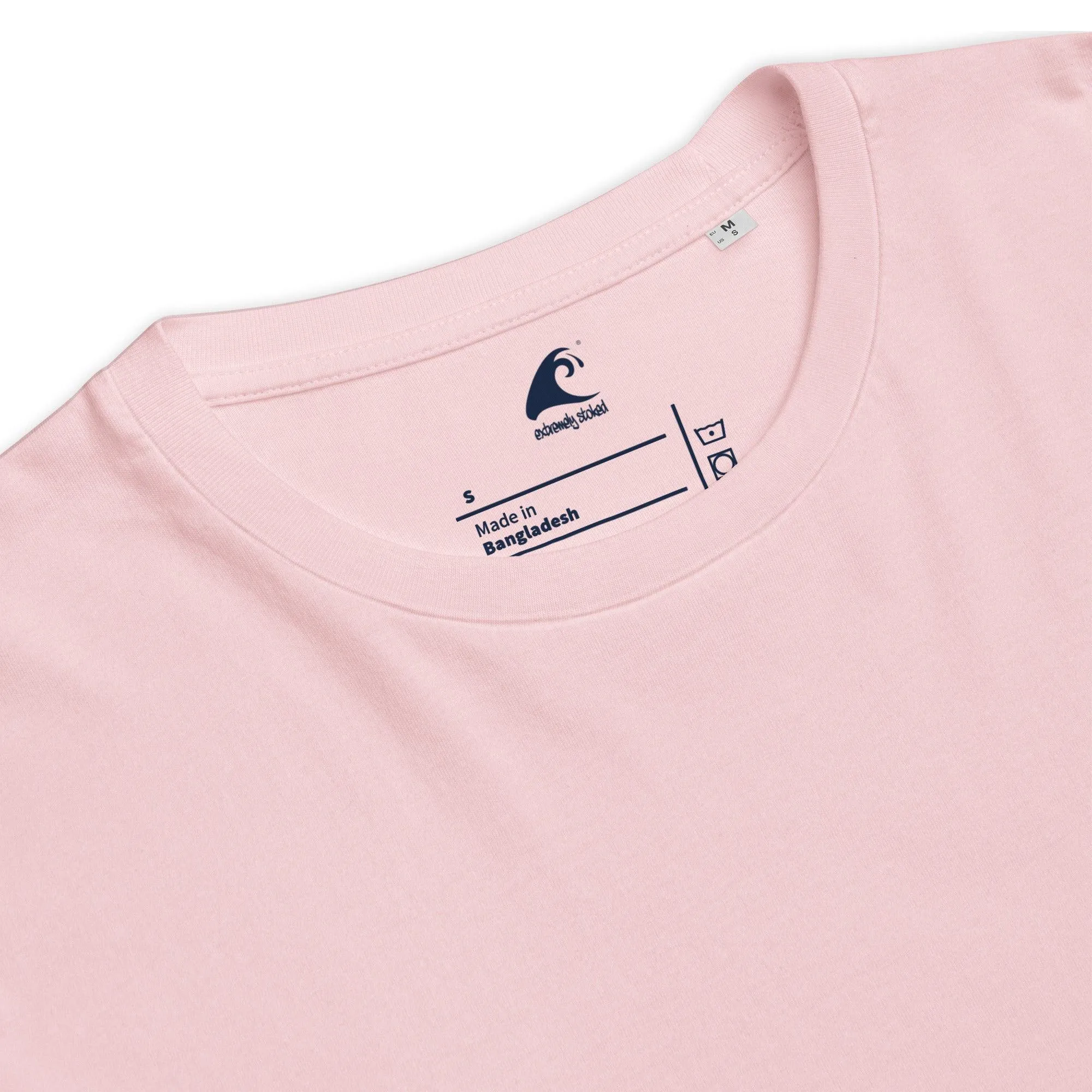 Pink Organic Cotton T-Shirt with Extremely Stoked Epic Wave Logo