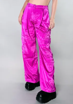 Playground Party Pink Satin Cargo Pants